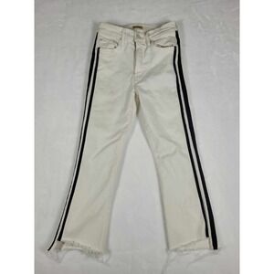 MOTHER The Insider Step Fray Cropped Jeans Women Size 26 White Mid Rise